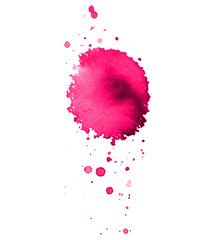 Colorful abstract watercolor stain with splashes and spatters. Modern creative background for trendy design.