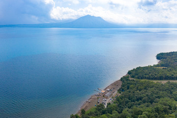 支笏湖の空撮画像 / 北海道の観光イメージ