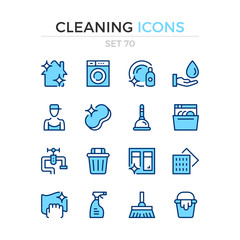 Cleaning icons. Vector line icons set. Premium quality. Simple thin line design. Modern outline symbols collection, pictograms.