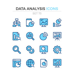 Fototapeta na wymiar Data analysis icons. Vector line icons set. Premium quality. Simple thin line design. Modern outline symbols collection, pictograms.
