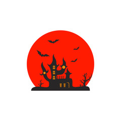 Castle for Halloween Design Vector isolated. Happy Halloween Template Illustration
