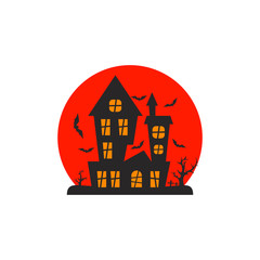 Castle for Halloween Design Vector isolated. Happy Halloween Template Illustration