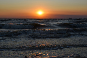 Azov sea, sunset on the coast. Азовское море, закат на побережье