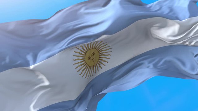 Argentina flag video waving 4K. Realistic Argentine background. Argentina background 3840x2160 px.
