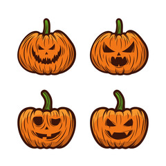 Set of Pumpkin for Halloween Design Vector isolated. Happy Halloween Template Illustration