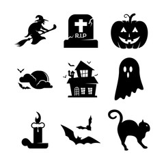 Obraz premium Set of Halloween Design Icon Vector isolated. Template Illustration