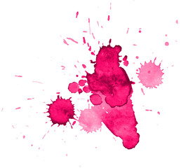 Colorful abstract watercolor stain with splashes and spatters. Modern creative background for trendy design.