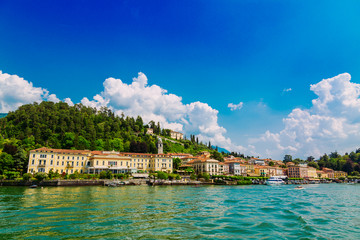 Bellagio town seen from the Lake Como, Lombardy region, Italy