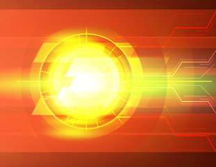 Futuristic abstract orange circle technology background vector