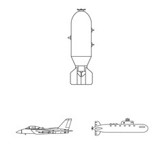Vector illustration of weapon and gun icon. Set of weapon and army vector icon for stock.