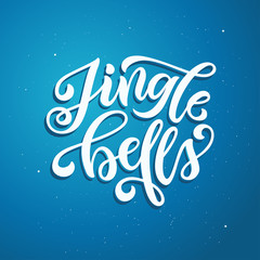 Jingle Bells christmas typography. Vector vintage illustration. - obrazy, fototapety, plakaty