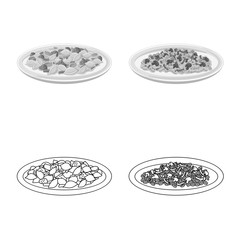 Vector illustration of pasta and carbohydrate symbol. Set of pasta and macaroni vector icon for stock.