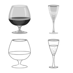 Isolated object of drink and bar symbol. Collection of drink and party stock vector illustration.