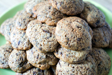 Homemade delicious cookies with black chocolate - obrazy, fototapety, plakaty