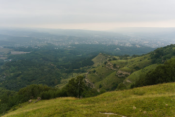 Fototapeta premium MouGreen lawn grass landscape in the caucasus mountains near kislowodsk, raw original picture