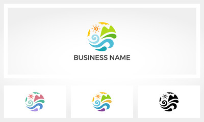 Mountain Sea Sun And Sky Logo