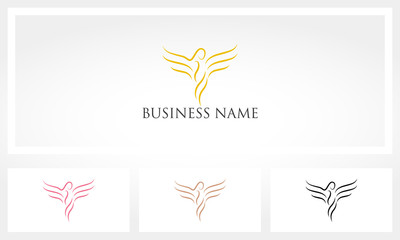 Fototapeta premium Outlines Of Women With Wings Logo