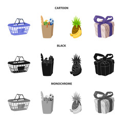 Isolated object of food and drink symbol. Collection of food and store stock symbol for web.