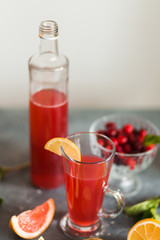 Citrus and lemonade on the table in summer