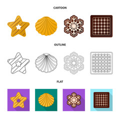 Vector illustration of biscuit and bake logo. Set of biscuit and chocolate stock vector illustration.