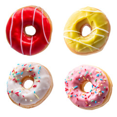 various donuts isolated on white background