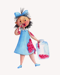 girl with a jar of jam