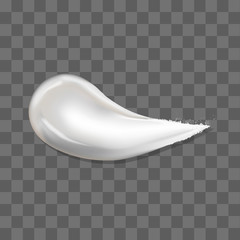 Realistic cream smears. Cosmetic white cream texture. Realistic skin cosmetic cream, gel or foam drop isolated. White cream element mockup. Realistic cosmetic concealer brush stroke isolated. 