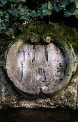 Obraz na płótnie Canvas The coat of arms of Zagreb with moss on it