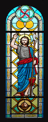 Saint John the Baptist, stained glass window in the Shrine of the Our Lady Queen of Peace in Hrasno, Bosnia and Herzegovina