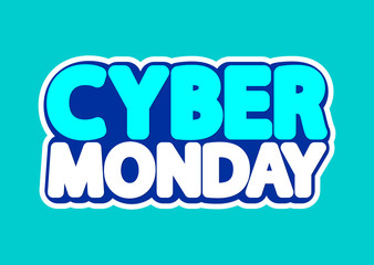 Cyber Monday, sale poster design template, isolated sticker, vector illustration