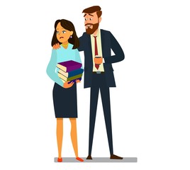 Sexual harassment at work, office woman and her lustful boss,