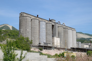 Grain terminal in port of Novorossiysk. Grain elevator.