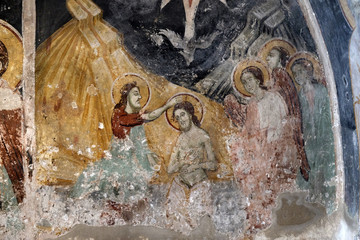 Baptism of the Lord, fresco in the Saint Naum Monastery near Ohrid in Macedonia
