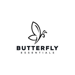 A beautiful insect butterfly silhouette is flying with its charming wings logo design