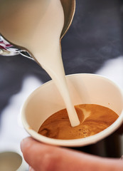 Making latte art cappuccino