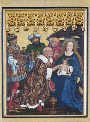 Obraz premium Adoration of the Magi, Twelve Apostles altar in St James Church in Rothenburg ob der Tauber, Germany