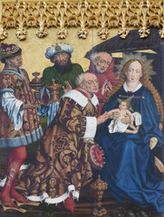 Adoration of the Magi, Twelve Apostles altar in St James Church in Rothenburg ob der Tauber, Germany