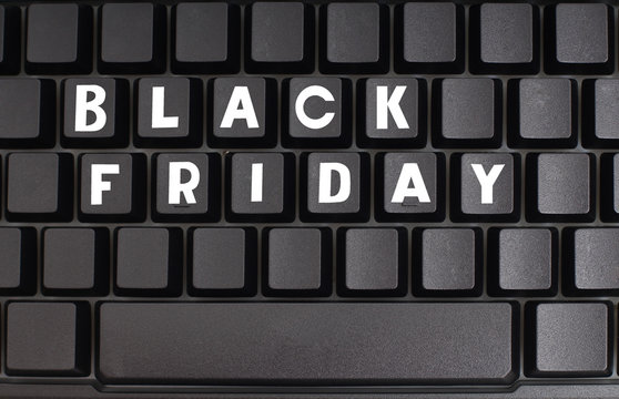 Words black friday on computer keyboard