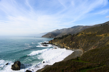 Waves crashing on beach