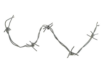 Security barbed wire fence isolated on a white background