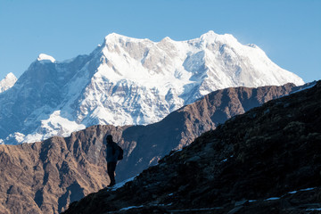 Natural beauty of Uttarakhand with snow covered mountains in Chopta Valley