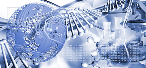 abstract image of dna chain on blurred background