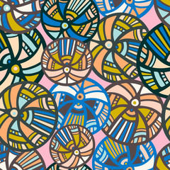 Modern seamless stylized design with abstract butterflies and flowers.