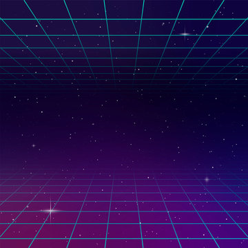 80s Retro Space Background Vintage style poster