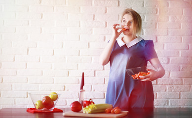 Pregnant young beautiful girl on the ninth month