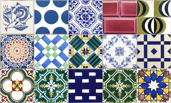 Seamless Portugal or Spain Azulejo Random Tile Background. High Resolution.