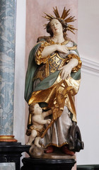 Saint Catherine of Alexandria, altar statue in the church of St. Agatha in Schmerlenbach, Germany