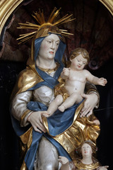 Saint Anne, altar statue in the church of St. Agatha in Schmerlenbach, Germany