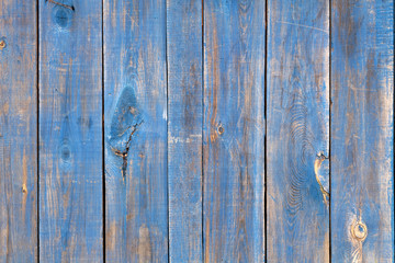 Old painted blue wooden planks, rustic texture, background.