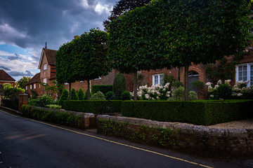 Fototapeta na wymiar Residential street in Winchester with trees